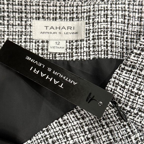 Tahari Arthur S. Levine Womens Tweed Skirt Black White Size 12 New - Picture 2 of 6
